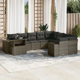 Gartensofa-Set, 10-teilig, mit grauen Polstern aus synthetischem Rattan von , Gartensets - Ref: Foro24-3269400, Preis: 651,39...