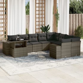 Set de sofás de jardín 10 pzas con cojines ratán sintético gris by , Garden sets - Ref: Foro24-3269400, Price: 654,19 €, Disc...