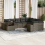 Set de sofás de jardín 10 pzas con cojines ratán sintético gris by , Garden sets - Ref: Foro24-3269400, Price: 654,19 €, Disc...