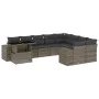 Gartensofa-Set, 10-teilig, mit grauen Polstern aus synthetischem Rattan von , Gartensets - Ref: Foro24-3269400, Preis: 651,39...