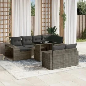 Gartensofagarnitur 11-teilig mit grauen Polstern aus synthetischem Rattan von , Gartensets - Ref: Foro24-3274583, Preis: 631,...