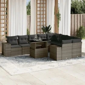 Set de sofás de jardín 10 pzas con cojines ratán sintético gris by , Garden sets - Ref: Foro24-3269390, Price: 651,39 €, Disc...