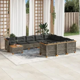 Set de sofás de jardín 11 pzas y cojines ratán sintético gris by , Garden sets - Ref: Foro24-3262059, Price: 933,14 €, Discou...
