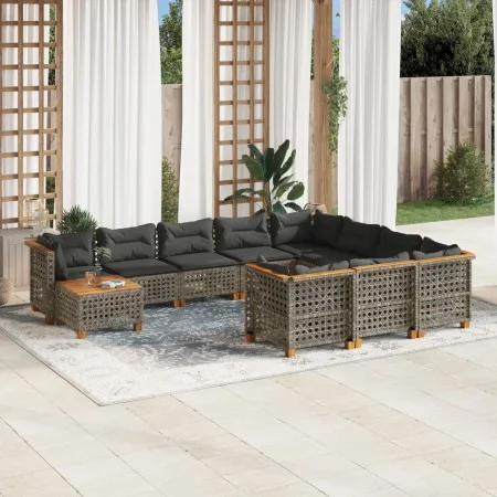 Set de sofás de jardín 11 pzas y cojines ratán sintético gris by , Garden sets - Ref: Foro24-3262059, Price: 915,52 €, Discou...