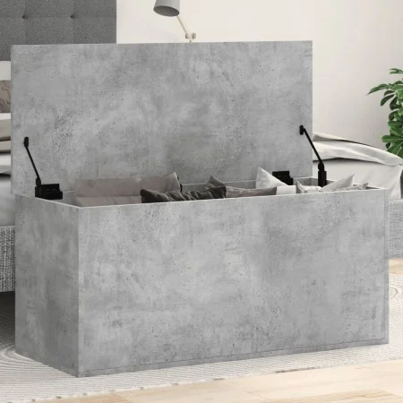 Caja de almacenaje madera ingeniería gris hormigón 100x42x46 cm de , Baúles de almacenamiento - Ref: Foro24-840663, Precio: 8...