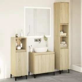 Set de muebles de baño 3 pzas madera contrachapada roble Sonoma de , Muebles de baño - Ref: Foro24-3282655, Precio: 178,98 €,...