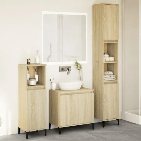 3-teiliges Badezimmermöbelset aus Eichenholz-Sonoma-Sperrholz. von , Badezimmermöbel - Ref: Foro24-3282655, Preis: 185,86 €, ...