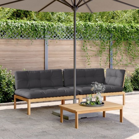 Set de sofás de palets de jardín y cojines 3 pzas madera acacia de , Sofás de exterior - Ref: Foro24-3209319, Precio: 493,93 ...
