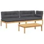 Set de sofás de palets de jardín y cojines 3 pzas madera acacia by , Outdoor sofas - Ref: Foro24-3209319, Price: 484,36 €, Di...