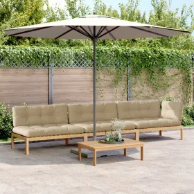 Set de sofás de palets de jardín y cojines 4 pzas madera acacia by , Outdoor sofas - Ref: Foro24-3209327, Price: 619,77 €, Di...