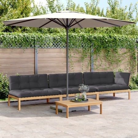 Set de sofás de palets de jardín y cojines 4 pzas madera acacia by , Outdoor sofas - Ref: Foro24-3209325, Price: 677,19 €, Di...