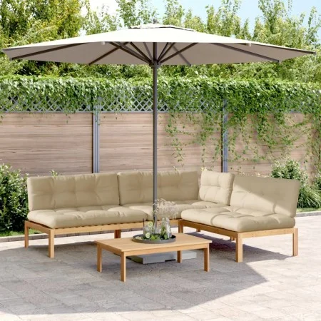 Set de sofás de palets de jardín y cojines 4 pzas madera acacia de , Sofás de exterior - Ref: Foro24-3209333, Precio: 619,57 ...