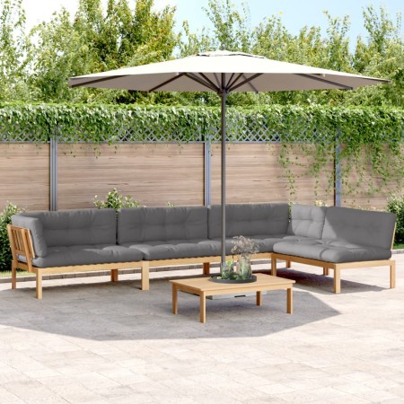 Set de sofás de palets de jardín y cojines 5 pzas madera acacia by , Outdoor sofas - Ref: Foro24-3209386, Price: 858,76 €, Di...