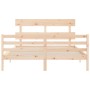 Double bed frame with solid wood headboard by vidaXL, Beds and slatted bases - Ref: Foro24-3195096, Price: 143,74 €, Discount: %