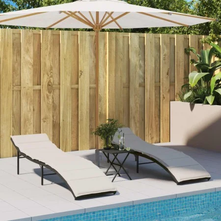 Tumbonas con cojines 2 unidades ratán sintético negro by , Loungers - Ref: Foro24-3277301, Price: 232,61 €, Discount: %