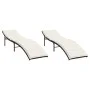 Tumbonas con cojines 2 unidades ratán sintético negro by , Loungers - Ref: Foro24-3277301, Price: 232,61 €, Discount: %
