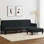 Sofá cama de 2 plazas con taburete terciopelo negro by , Sofas - Ref: Foro24-3258101, Price: 329,28 €, Discount: %