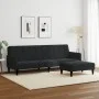 Sofá cama de 2 plazas con taburete terciopelo negro by , Sofas - Ref: Foro24-3258101, Price: 329,28 €, Discount: %