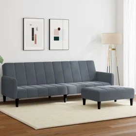 Zweiplätziges Schlafsofa mit dunkelgrauem Samt-Hocker. von , Sofas - Ref: Foro24-3258099, Preis: 334,01 €, Rabatt: %