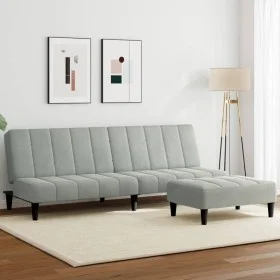 Sofá cama de 2 plazas con taburete terciopelo gris claro by , Sofas - Ref: Foro24-3258092, Price: 305,10 €, Discount: %