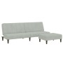 Zweiplätziges Schlafsofa mit Hocker aus hellem grauen Samtstoff. von , Sofas - Ref: Foro24-3258092, Preis: 293,55 €, Rabatt: %
