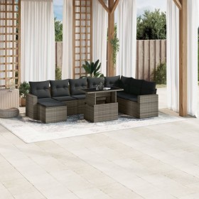 Gartenmöbel-Set 9-teilig mit grauen Polstern aus synthetischem Rattan von , Gartensets - Ref: Foro24-3267470, Preis: 564,76 €...