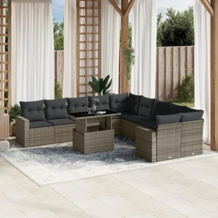 Set de sofás de jardín 11 pzas y cojines ratán sintético gris by , Garden sets - Ref: Foro24-3267540, Price: 686,71 €, Discou...