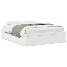 Solid white pine wood bed frame 150x200 cm by , Beds and slatted bases - Ref: Foro24-3282373, Price: 216,06 €, Discount: %