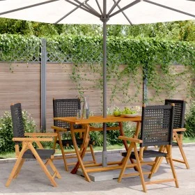 Sillas de jardín reclinables 4 uds ratán PE madera maciza negro by , Garden chairs - Ref: Foro24-3214520, Price: 298,24 €, Di...