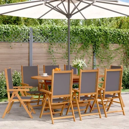 Sillas de jardín reclinables 8 uds tela madera maciza antracita de , Sillas de jardín - Ref: Foro24-3214543, Precio: 573,76 €...