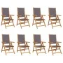 Sillas de jardín reclinables 8 uds tela madera maciza antracita de , Sillas de jardín - Ref: Foro24-3214543, Precio: 573,76 €...