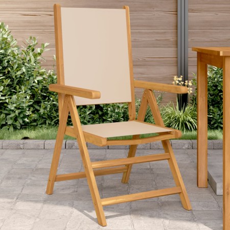 Sillas de jardín 2 uds madera maciza acacia y tela beige by , Garden chairs - Ref: Foro24-367660, Price: 154,34 €, Discount: %
