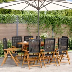 Sillas de jardín reclinables 8 uds ratán PE madera maciza negro by , Garden chairs - Ref: Foro24-3214522, Price: 592,86 €, Di...
