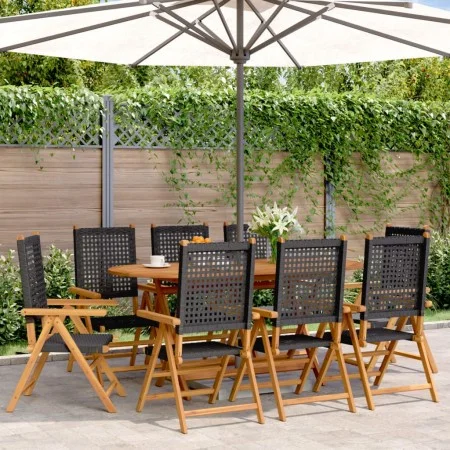 8 Stück verstellbare Gartenstühle aus PE-Rattan und massivem Holz in Schwarz von , Gartenstühle - Ref: Foro24-3214522, Preis:...