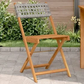 Sillas de bistró 2 uds madera maciza de acacia ratán PE gris by , Garden chairs - Ref: Foro24-367676, Price: 80,92 €, Discoun...
