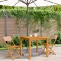 Bistrostühle, 2 Stück Massivholz Akazie und Stoff in Grau-Taupe-Farbe von , Gartenstühle - Ref: Foro24-367683, Preis: 85,70 €...