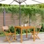 Sillas de bistró 2 uds madera maciza acacia y tela gris taupe de , Sillas de jardín - Ref: Foro24-367683, Precio: 84,16 €, De...