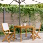 Sillas de jardín 2 uds madera maciza acacia y tela crema blanco by , Garden chairs - Ref: Foro24-367669, Price: 115,34 €, Dis...