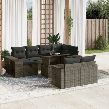 Gartensofagarnitur 11-teilig mit grauen Polstern aus synthetischem Rattan von , Gartensets - Ref: Foro24-3276506, Preis: 637,...