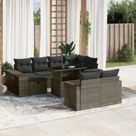 Gartensofagarnitur 11-teilig mit grauen Polstern aus synthetischem Rattan von , Gartensets - Ref: Foro24-3276506, Preis: 637,...