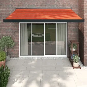 Retractable aluminum awning with orange and brown fabric, 3.5x2.5 m. by , Awnings - Ref: Foro24-3154567, Price: 515,71 €, Dis...
