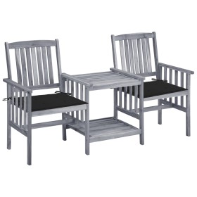 Garden chairs with a small table and solid acacia wood cushions. by , Garden sets - Ref: Foro24-3061309, Price: 165,79 €, Dis...