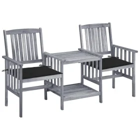 Garden chairs with a small table and solid acacia wood cushions. by , Garden sets - Ref: Foro24-3061309, Price: 164,17 €, Dis...