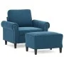 Sessel mit Hocker aus blauem Samt, 60 cm. von , Sofas - Ref: Foro24-3201214, Preis: 204,80 €, Rabatt: %