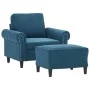 Sessel mit Hocker aus blauem Samt, 60 cm. von , Sofas - Ref: Foro24-3201214, Preis: 204,80 €, Rabatt: %