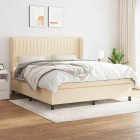 Box spring bed with cream-colored fabric mattress 180x200 cm by , Beds and slatted bases - Ref: Foro24-3128146, Price: 646,29...