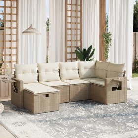 Juego de sofás jardín con cojines 6 pzas ratán sintético beige by , Garden sets - Ref: Foro24-3263794, Price: 411,68 €, Disco...