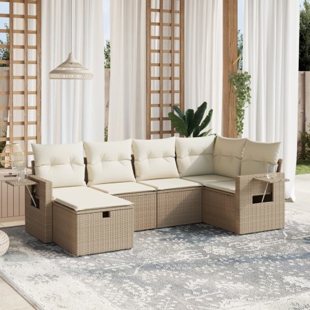 Juego de sofás jardín con cojines 6 pzas ratán sintético beige by , Garden sets - Ref: Foro24-3263794, Price: 411,68 €, Disco...