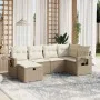 Juego de sofás jardín con cojines 6 pzas ratán sintético beige by , Garden sets - Ref: Foro24-3263794, Price: 442,59 €, Disco...