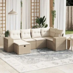 Gartensofa-Set mit 6-teiligen Kissen aus synthetischem Rattan in Beige. von , Gartensets - Ref: Foro24-3264414, Preis: 452,89...